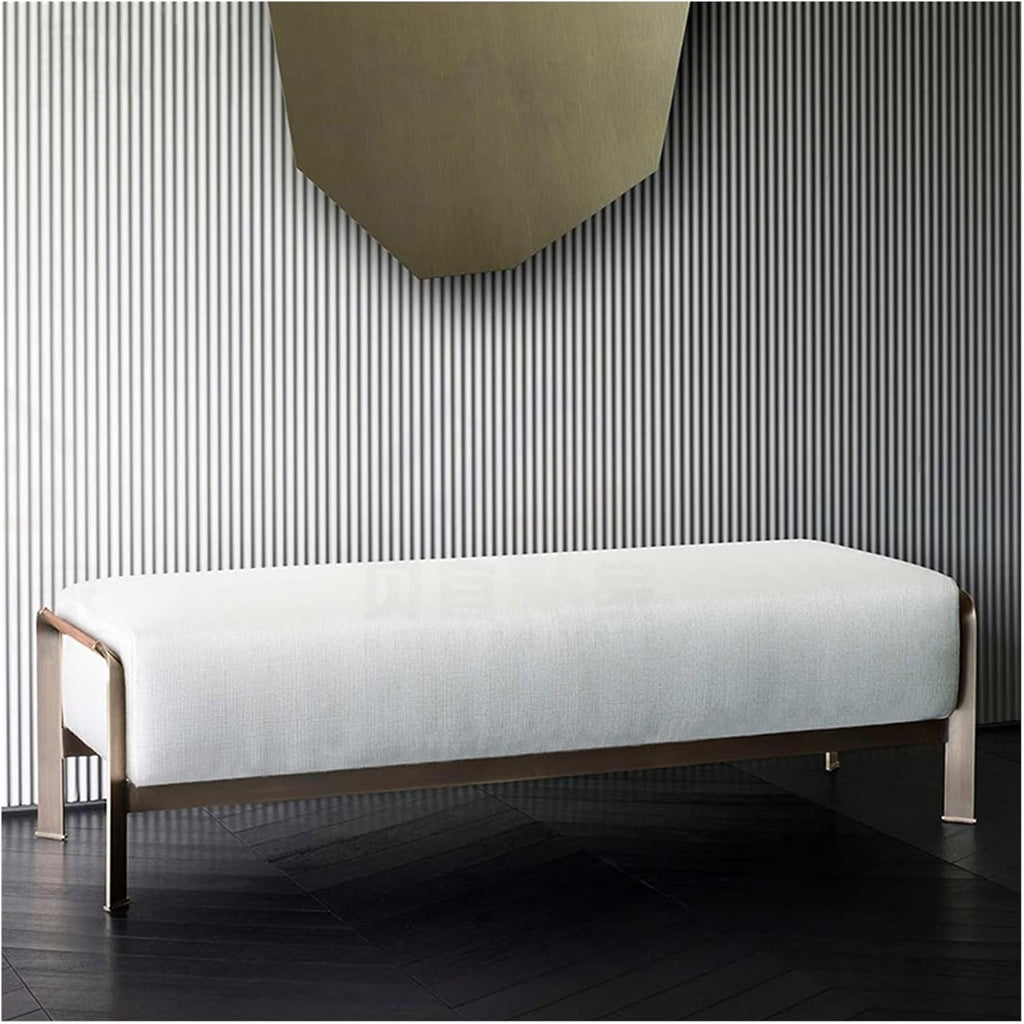 Modern End of Bed Bench with Metal Legs, Upholstered Entryway for Living Room, Bedroom, (White) Entryway(140 * 45 * 45cm)