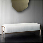 Modern End of Bed Bench with Metal Legs, Upholstered Entryway for Living Room, Bedroom, (White) Entryway(140 * 45 * 45cm)