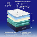 REVO Sleep Gel Memory Foam Mattress, 12-Inch California King – Cooling Gel Foam Mattress with Full-Body Support, Pressure Relief & Breathable Comfort for Deeper Sleep