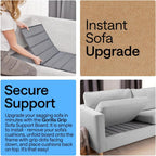GORILLA GRIP Couch Cushion Support Board for Sagging Sofas, 21.5x70 Gray | Heavy Duty Slip Resistant Thick Boards Add Strong Seat Supports for Couch, Replacement Stuffing Firmer Couches Accessories