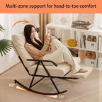 Single Rocking Chair with a Retractable footrest, Armchair with Adjustable backrest, Corduroy Upholstery, Suitable for Living Room, Balcony, and Bedroom Beige