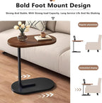 Small Side Table End Table, C-Shaped Wood Coffee Table TV Tray for Eating Couch Tables for Small Space, Living Room, 12 x 18 inch Top, 24.5 inch Height, Metal Frame (Walnut & Black)