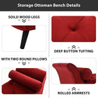 65" Storage Benches Velvet End of Bed Bench Storage Ottoman with Button-Tufted Large Upholstered Window Bench with Storage Shoe Cabinet Bench, for Bedroom, Entryway, Closet(Red)