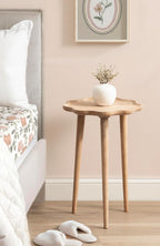 Kate and Laurel Alezar Modern Wooden Round Side Table, 15 x 15 x 22, Light Natural, Transitional Solid Wood End Table with Wavy Edge for Teen Bedroom Nightstand or Dorm Room Decor