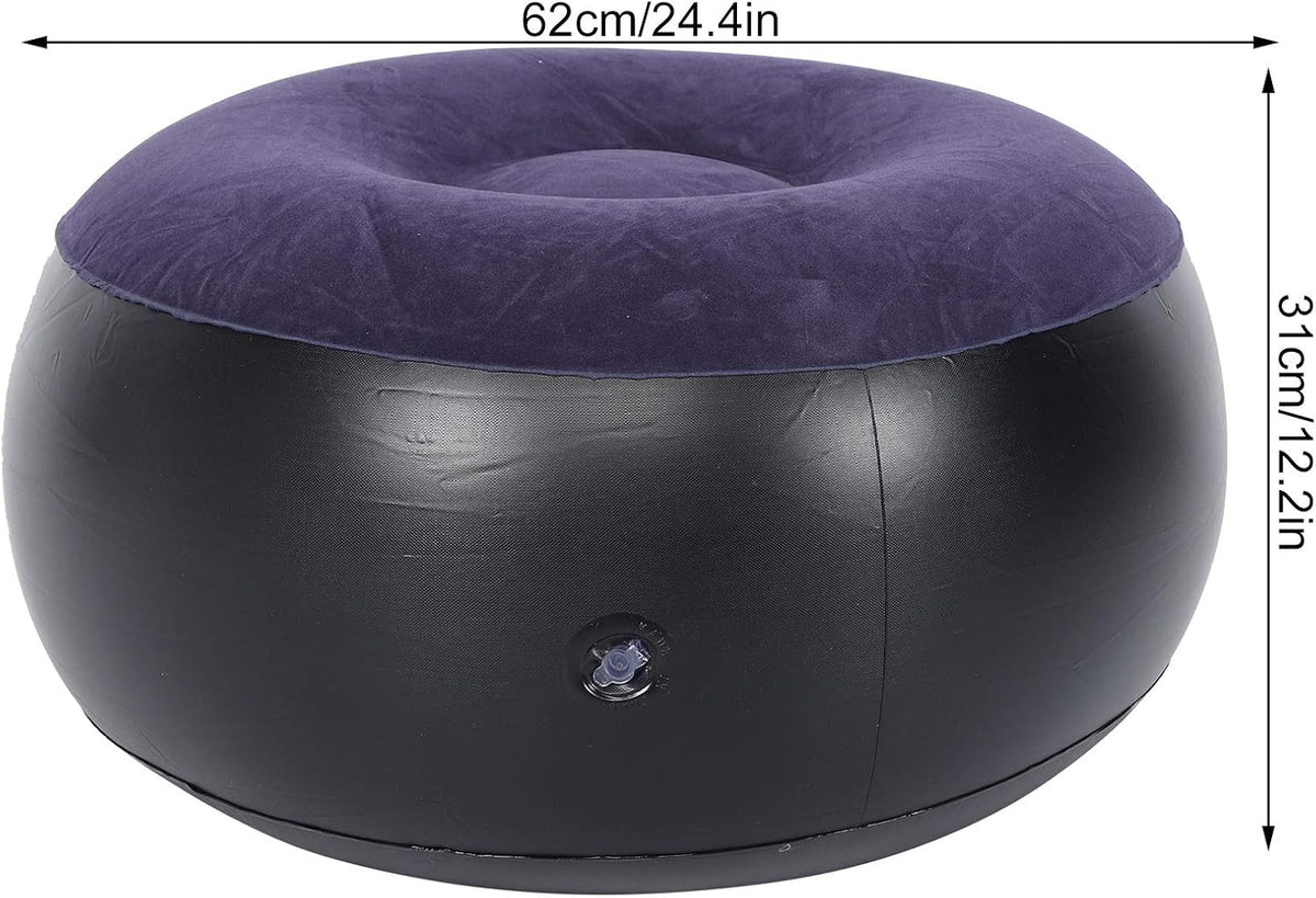 01 02 015 Inflatable Flocking Stool, Inflatable Chair Footrest Blue Indoor Outdoor Portable for Travel for Home, default