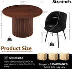 Homedot 5-Piece Round Dining Table Set for 4, 47-Inch Walnut Kitchen Table and Upholstered Chairs Set for Dining Room, Modern Circle Dinette Table Set with Black Barrel Dining Side Chairs Upholstered