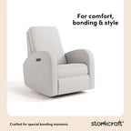 Storkcraft Santa Monica Power Recliner Swivel Glider, Steel Basketweave | GREENGUARD Gold Certified, CertiPUR-US Certified Foam, Effortless Electronic Power Recline, USB-A & USB-C Charger