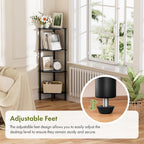 Corner Shelf Stand, 4 Tier Corner Bookshelf, Bamboo Storage Standing Shelf Unit, Tall Storage Plant Stand,Bookcase for Living Room, Home Office, Bedroom, Kitchen, Black