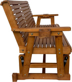 Fortune Candy Patio Glider with Cup Holders, High Roll Back and Deep Contoured Seat, 3-Seater, Heavy Duty 800 Lb, 5 Feet (Brown, 3-Seater)