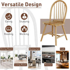 POWERSTONE Dining Chairs Set of 2, Wood Windsor Chairs with Spindle Back Country Farmhouse Dining Chair Kitchen Room Chair Oak