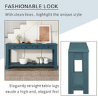 Merax Sofa Table with Storage Drawers and Bottom Shelf, Rustic Console Table with Thickened Legs, Long Entryway Table for Hallway & Living Room, Dark Blue