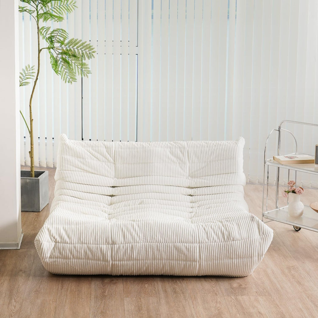 N&V Fireside Loveseat, Mid Century Armless Twin Size Floor Sofa, Soft Premium Corduroy Floor Lounge Chair, Foam Sofa Accent Chair for Living Room Bedroom and Office (Mint)
