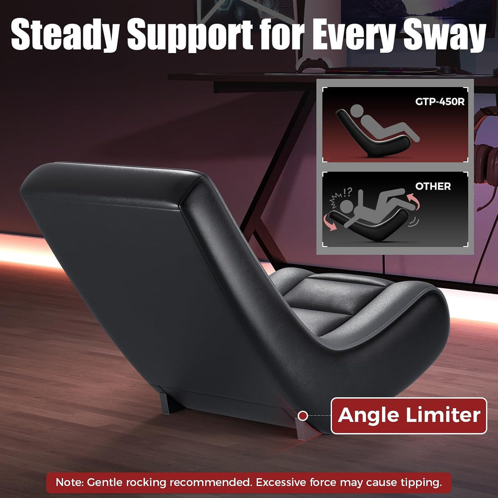 GTPLAYER Floor Rocker Gaming Chair – Adjustable Angle Limiter, Ultra Lightweight Ergonomic Floor Rocking Game Seat for Gaming and Lounging, Black