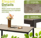 Homall Patio Dining Set 7 Pieces Outdoor Furniture with Large Table and 6 Textilene Chairs for Porch, Poolside, Yard and Garden, Light Grey