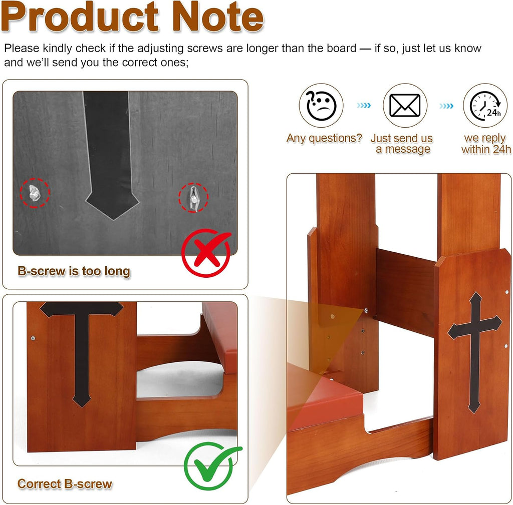 Prayer Kneeler Bench with Book Rest, Adjustable Height Foldable Kneeling Bench with Thick Padding, Portable Prayer Stool for Home, Church and Meditation