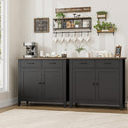 HORSTORS Farmhouse Kitchen Storage Cabinet, Small Buffet, Coffee Bar, Black