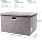 PRANDOM Extra Large Collapsible Storage Bins with Lids [5-Pack] Linen Fabric Foldable Storage Baskets Boxes Organizer Containers Cube with Cover for Bedroom Closet Office Nursery (22.8x15.75x13.8)