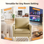 VINGLI Faux Leather Accent Chairs Set of 2 with Gold Legs for Living Room | Brown Armchair, Thick Foam Cushion, Durable Faux Leather PU, Sturdy 380 LB Frame, Elegant Gold Legs, Compact Modern Design