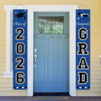 DAZONGE 2026 Graduation Decorations Blue, Congrats Grad Porch Banner for Any Schools or Grades 2026 Graduation Party Decorations