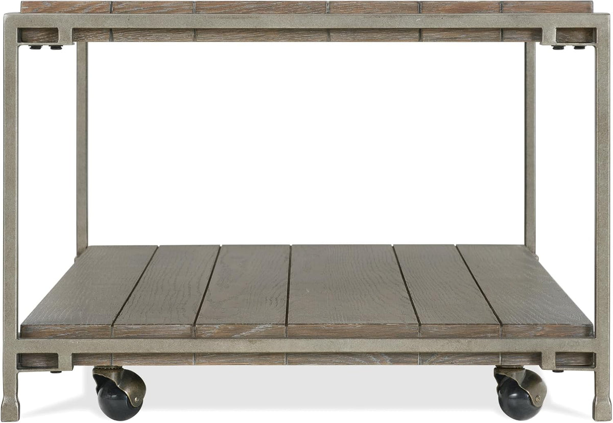 Polay Coffee Table Set with 2 Chairside Tables Metal Frame Wood | Modern coffee table set with aged graphite finish, hardwood and oak veneer construction, removable casters for mobility,