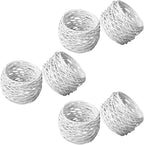Handmade White Round Mesh Napkin Rings Holder for Dinning Table Parties Everyday, Set of 12
