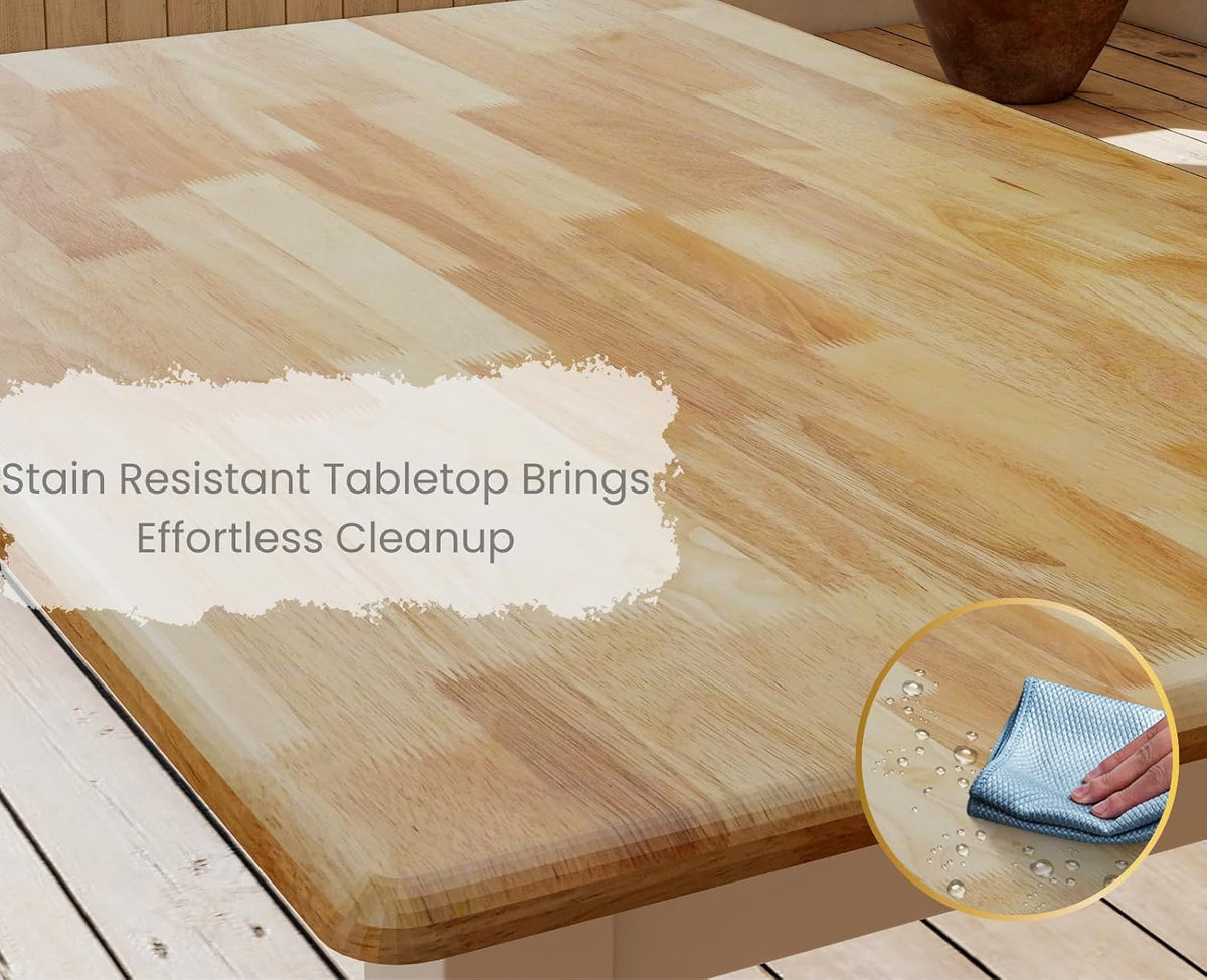 chairus 43" Wood Dining Table for 2-4, Rectangular Kitchen Table with Turned Leg, Modern Farmhouse Dining Room Table for Small Space Apartment Office Living Room Restaurant, Natural Tabletop