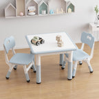 Takywep Kids Table & 2 Chairs Set, 23.6" Adjustable Desk, Anti-Slip, Grey | Rounded Edges, Multi Height Adjustment, Composite Wood Top, Anti-Slip Leg Pads