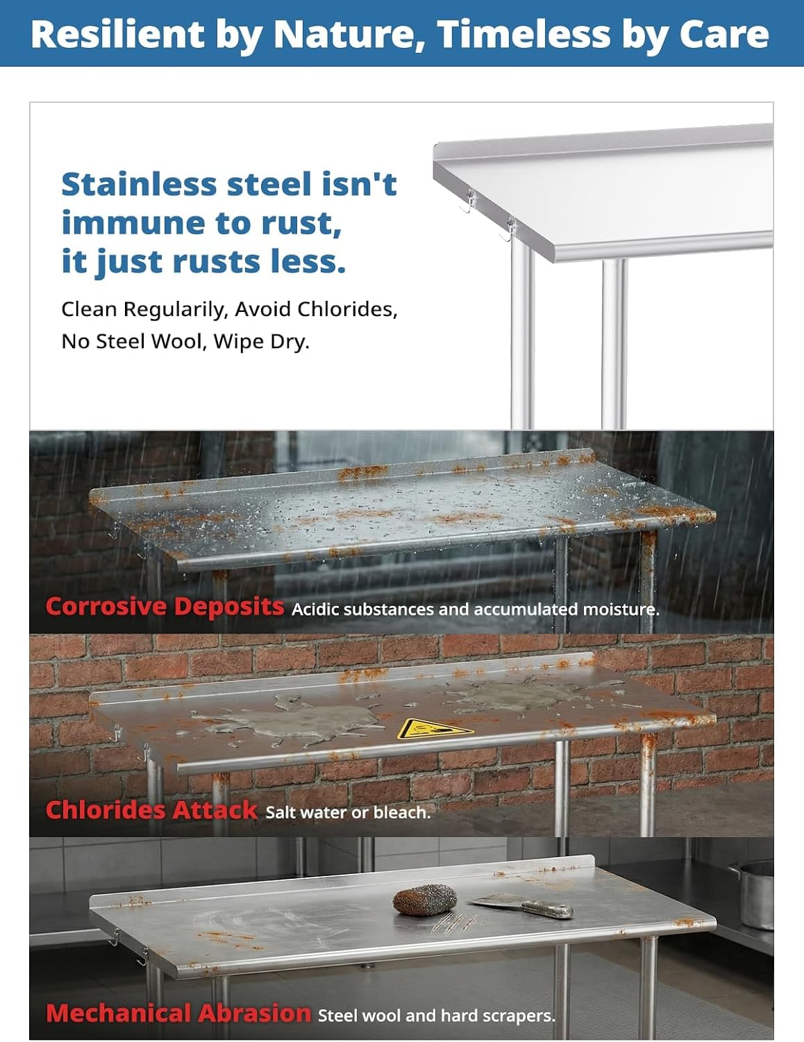 Atelicf NSF Stainless Steel Prep Table 24X48 inch, Backsplash & Casters | Mobile commercial-grade table for restaurants, kitchens, food trucks, breweries, bars, garages, and BBQ