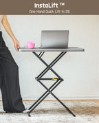 FanttikOutdoor Small Folding Table Quick Adjust 3 Heights, TV Tray, Dining | 2-Second One-Handed Adjustable Height, Foldable Laptop Desk, 3.2" Folded, No Assembly, 28 inch, 1 Pack, Grey Zeta X1 Pro
