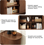 ONBRILL 55" Sideboard Buffet Cabinet with Storage, Sliding Door & Adjustable Shelf, Modern Accent Coffee Bar Console Table for Kitchen, Entryway, Walnut