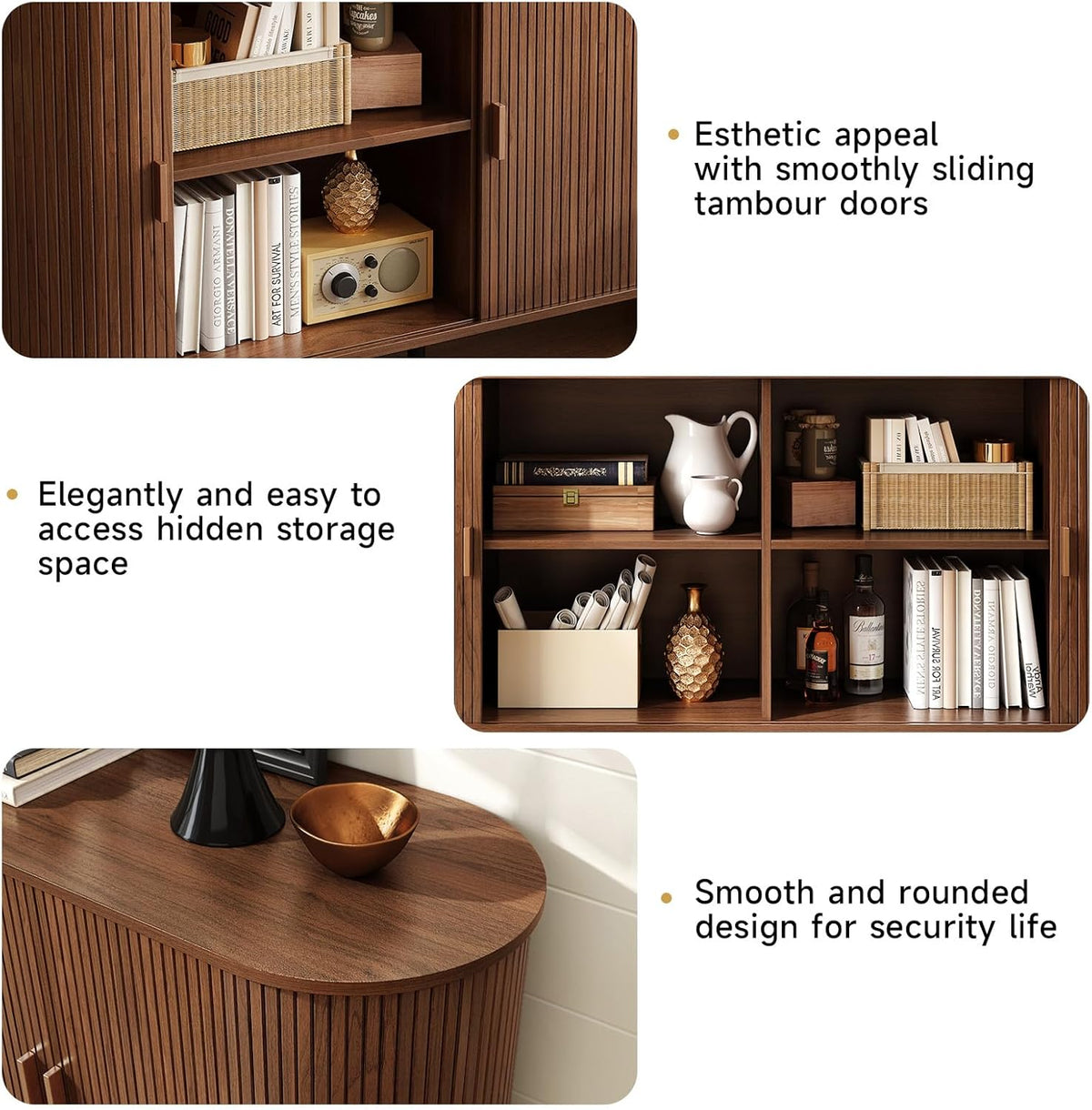 ONBRILL 55" Sideboard Buffet Cabinet with Storage, Sliding Door & Adjustable Shelf, Modern Accent Coffee Bar Console Table for Kitchen, Entryway, Walnut
