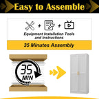 Steeloong 71"Metal Pantry Storage Cabinet with Doors & 4 Adjustable Shelves | Kitchen Pantry Cabinet,White Kitchen Cabinet with 2 Gold Handles,Tall Cabinet for Livingroom,Pantry, Bathroom,Kitchen