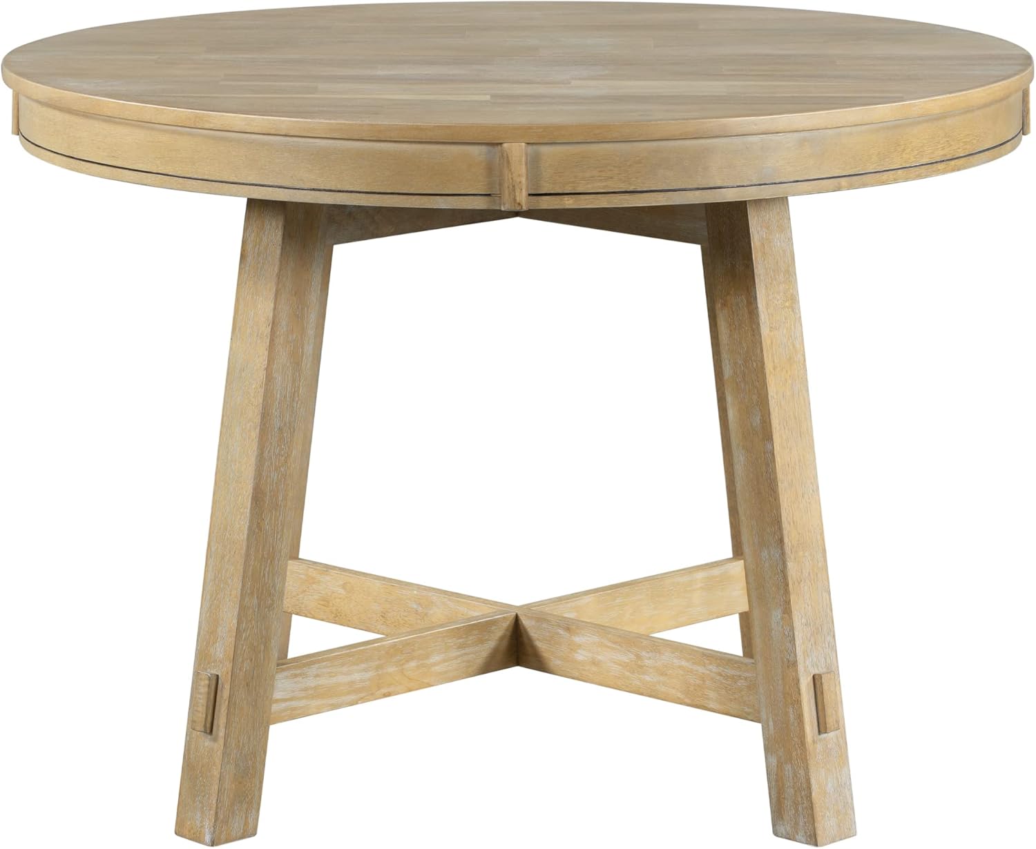 ERYE Farmhouse Style Wooden Dining Table 42-Inch Functional Extendable Round Dining Table with 16" Leaf and X-Cross Legs,Oval Wooden Diningtable for Home Apartment Diningroom, Natural Wood Wash
