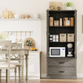 65" Tall Kitchen Pantry Cabinet with Barn Doors, Drawers & Adjustable Shelf, Farmhouse Storage Cabinet with Doors and Shelves for Kitchen Pantry Storage Cabinet, Dining Room, Laundry & Entryway, Grey