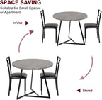 3-Piece Round Dining Set for 2 - Compact 31.4" Rustic Gray Kitchen Table with Upholstered Chairs, Space-Saving Breakfast Set for Small Spaces, Apartments & Studio Living