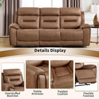 ANJ 3-Piece Power Recliner Sofa Set with Charging Ports, Include Single Recliner Chair, 2-Seater Loveseat with Hidden Storage & Cup Holders and 3-Seater Reclining Couch for Living Room, Brown