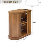 Turtle&Myrtle Nightstands with Charging Station, Narrow Side Table with Storage Doors and Shelves, Mid-Century Modern Bedside Table for Small Spaces Bedrooms, Walnut