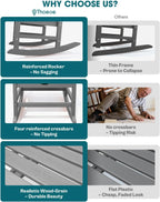 THOEOE Outdoor Rocking Chairs, Oversized Patio Rocking Chair | HDPE Outdoor Rockers for Front Porch, Patio, Backyard, Balcony and Garden. All-Weather High Back Design, Gray