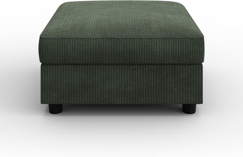 HONBAY Modern Corduroy Ottoman Module Sofa, Ottoman Bench with Storage, Green
