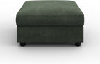 HONBAY Modern Corduroy Ottoman Module Sofa, Ottoman Bench with Storage, Green