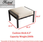 Festival Depot Dining Outdoor Patio Bistro Furniture Ottoman Footstool with Slatted Steel Frame Legs with Embed Premium Fabric Soft & Comfortable 4.3" Cushion Foot Rest for Garden Yard All-Weather