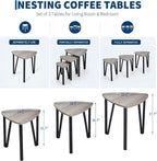 Nesting Coffee Tables Set of 3,Triangle Rustic Industrial Side End Tables for Home