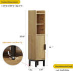 FerniTry Small Bathroom Storage Cabinet, Corner Narrow Toilet Paper Floor Cabinet with Door and Shelves,Bathroom Organizer with Adjustable Shelf, for Small Spaces (Oak)