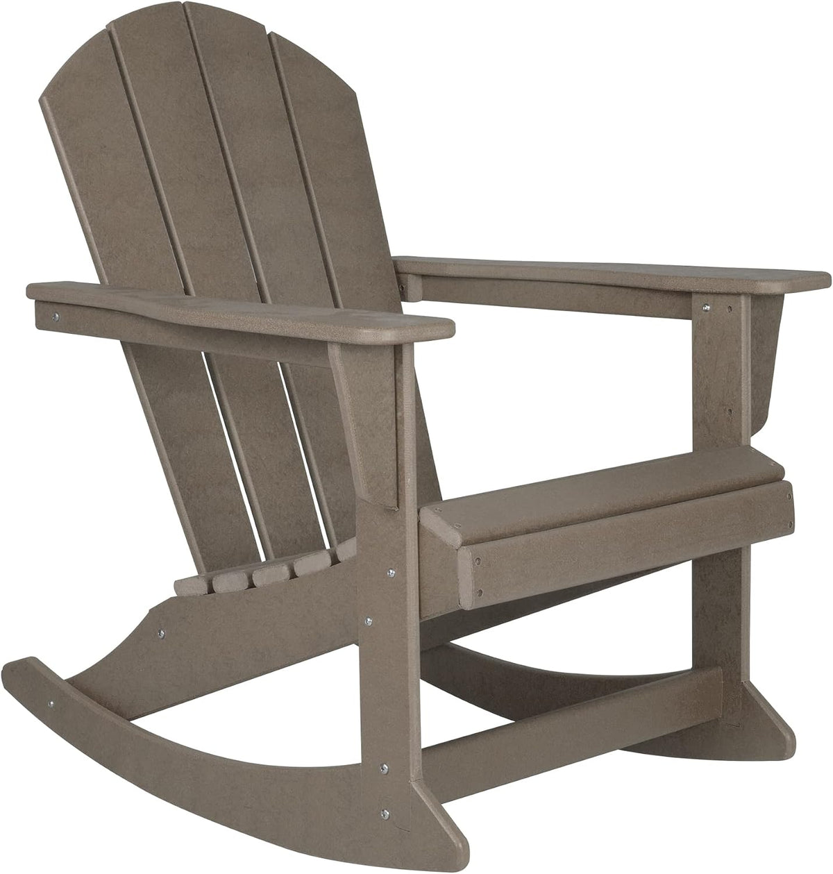 WO Home Furniture Patio Rocking Chair Set of 4 PCS Classic Outdoor HDPE UV Weather Resistant (Weathered Wood)