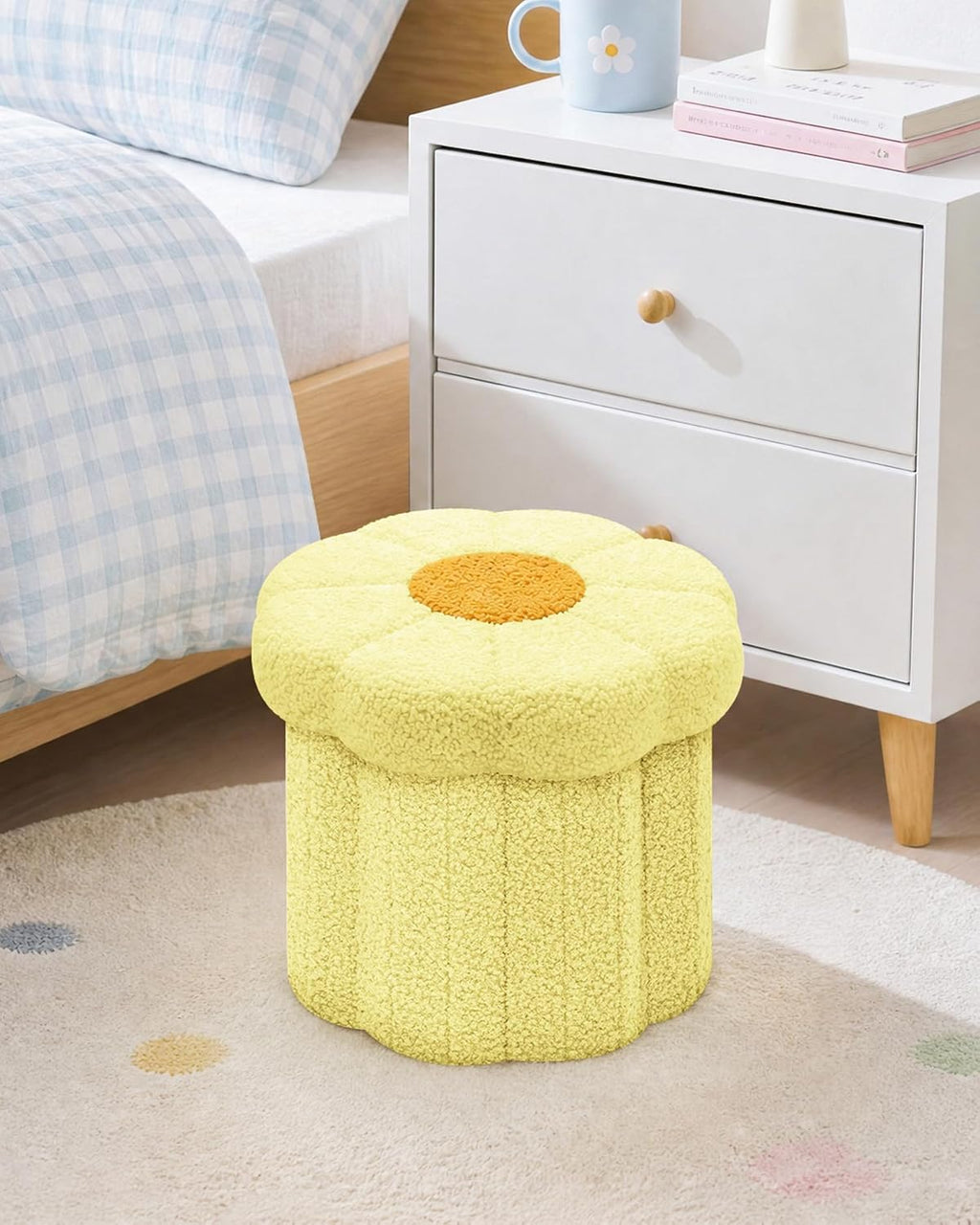 B FSOBEIIALEO Storage Ottoman Cube, 12.6" Ottoman with Storage, Yellow