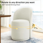 Swivel Barrel Dining Chairs, Upholstered Modern Accent Chair for Living Room, Bedroom, Makeup Vanity, Dining Room, Kitchen (Swivel Fabric Cream White, Set of 6)