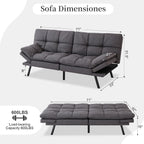 Opoiar Futon Sofa Bed Convertible Memory Foam Foldable Couch Modern Sleeper Loveseat with Adjustable Armrests&Backrests for Small Spaces Office Studio Apartment Dorm Game Room