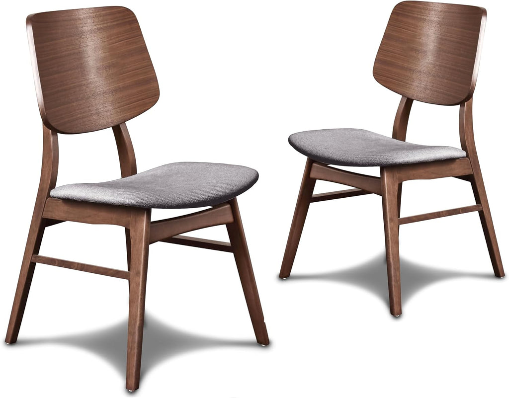 New Classic Furniture Oscar Wood Dining Chair with Dk Gray Cushion (Set of 2), Walnut