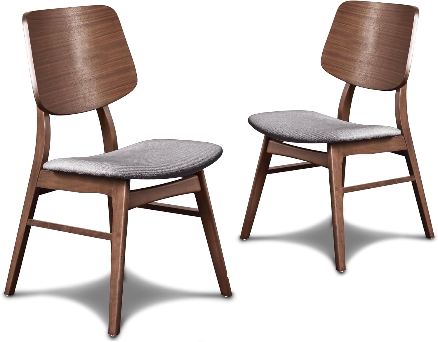 New Classic Furniture Oscar Wood Dining Chair with Dk Gray Cushion (Set of 2), Walnut