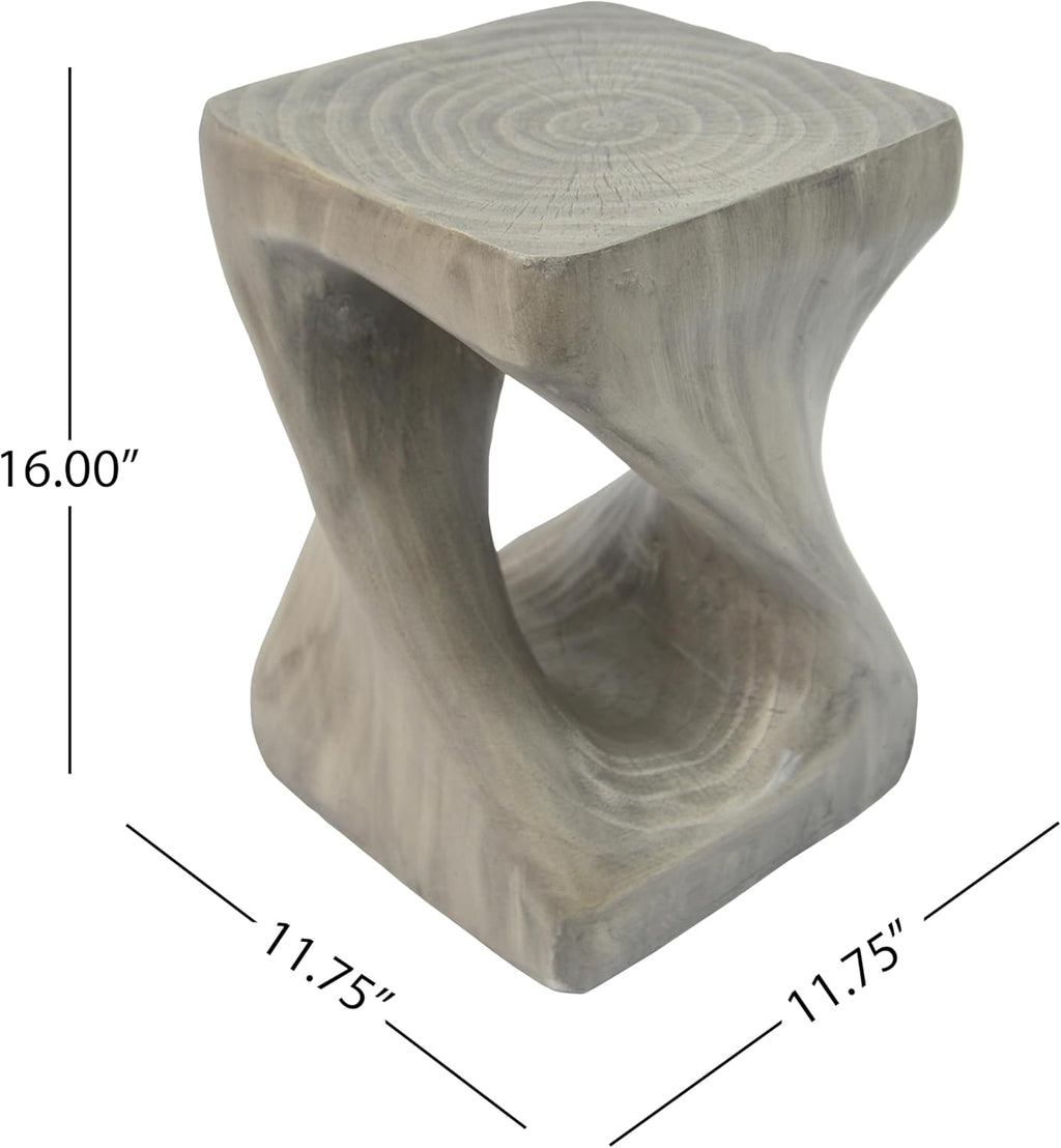 MGO Twist Shape Side Table for Indoor Outdoor, 16 Inch Modern Spiral End Table with Wood-Like Texture, Accent Table for Living Room Patio, No Assembly Required (Grey)